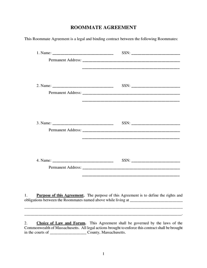 Roommate Agreement In Word And Pdf Formats Page 2 Of 9   Roommate Agreement 6 2 