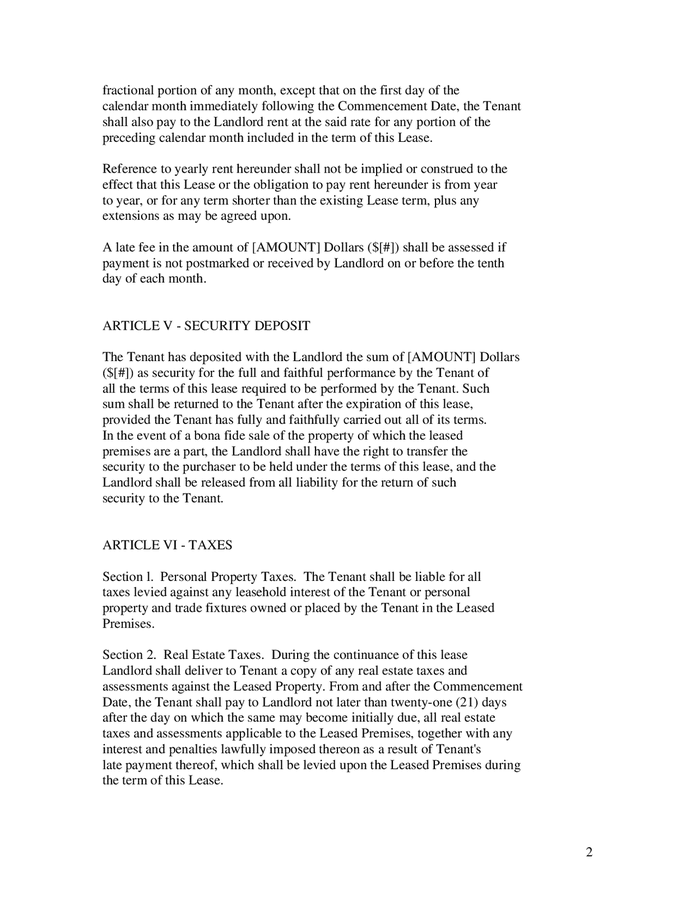 Sample commercial lease agreement in Word and Pdf formats - page 2 of 25