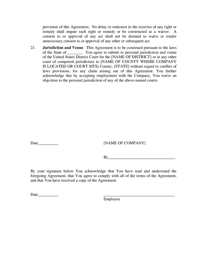 Sample confidentiality agreement in Word and Pdf formats page 5 of 5
