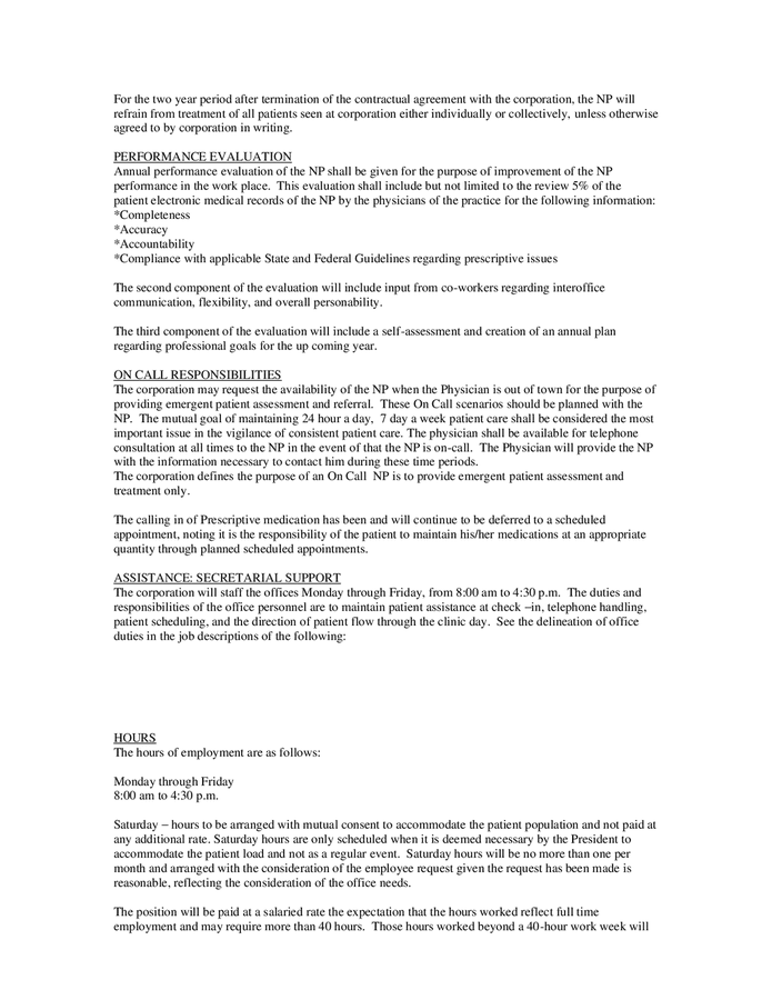 Nurse Practitioner Employment Contract In Word And Pdf Formats Page 2   Nurse Practitioner Employment Contract 2 