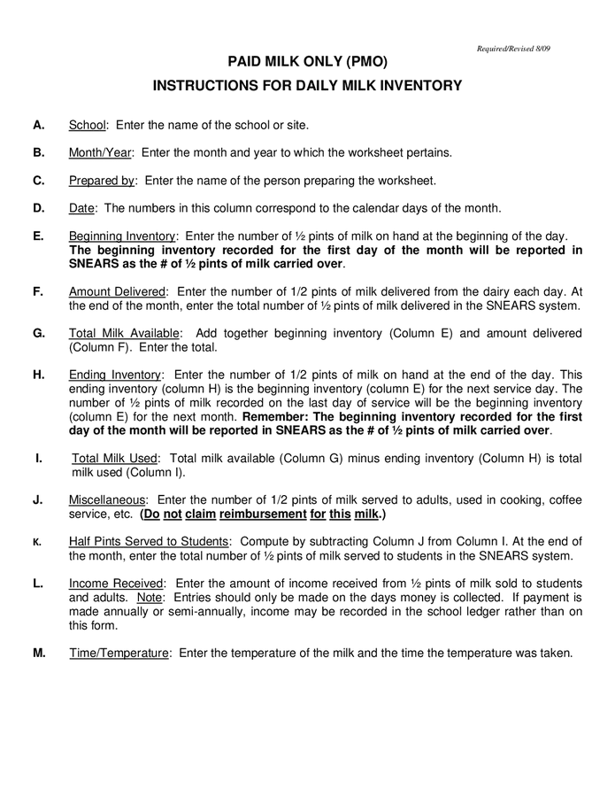 Daily milk inventory in Word and Pdf formats page 2 of 2