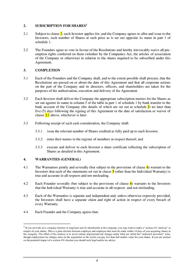 Subscription and shareholders' agreement (Great Britain) in Word and ...