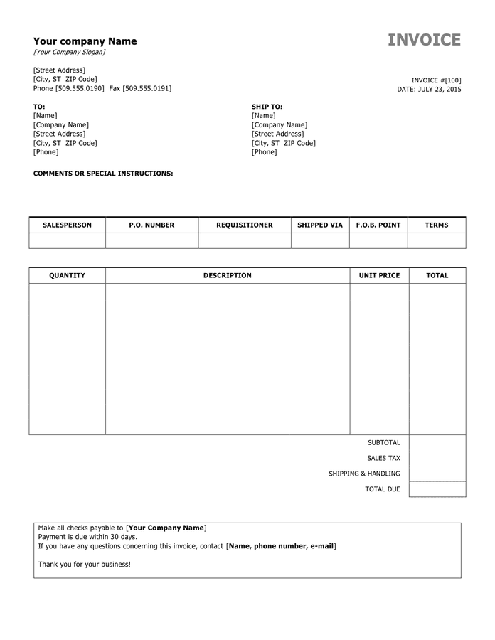 Simple Invoice Template download free documents for PDF, Word and Excel
