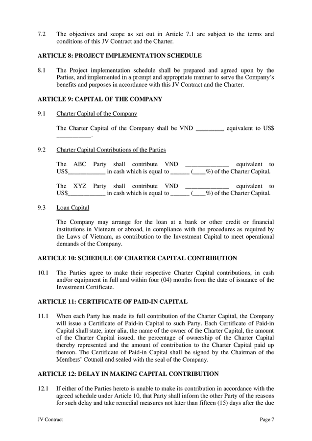 Joint venture contract (Vietnam) in Word and Pdf formats - page 8 of 21