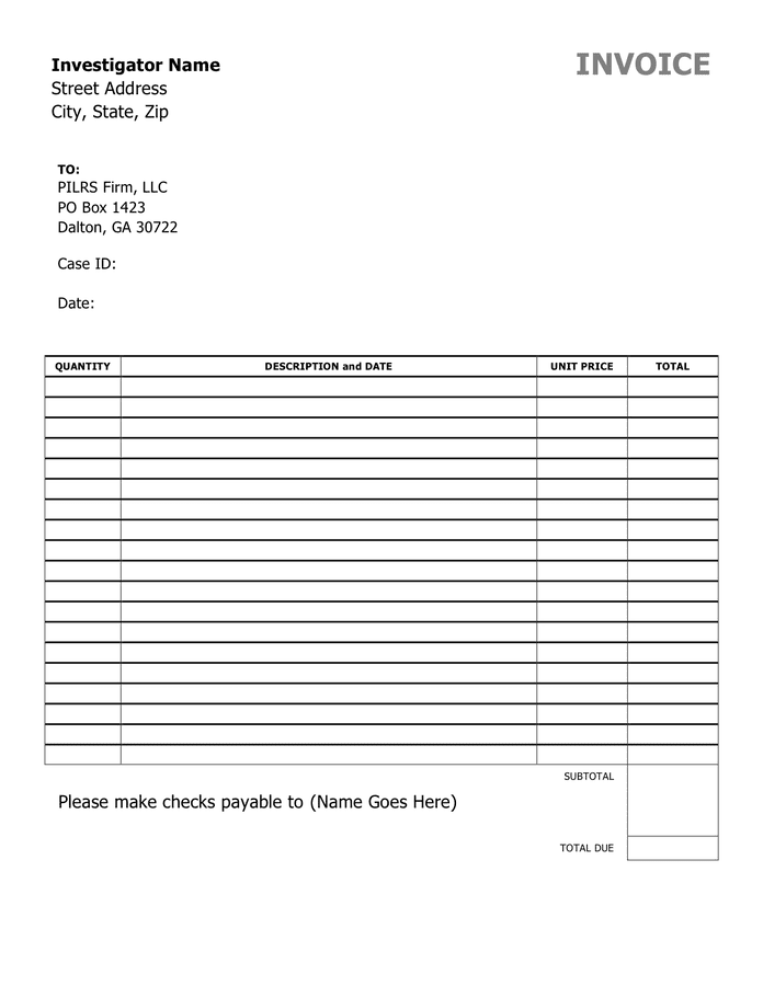 invoice word document template