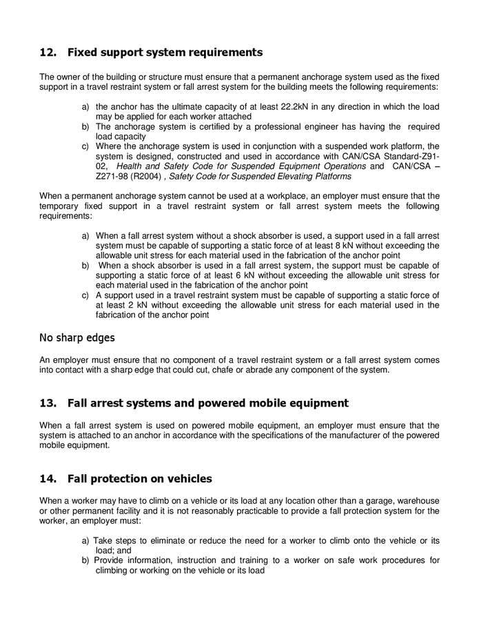 Fall protection procedure policy sample in Word and Pdf formats page