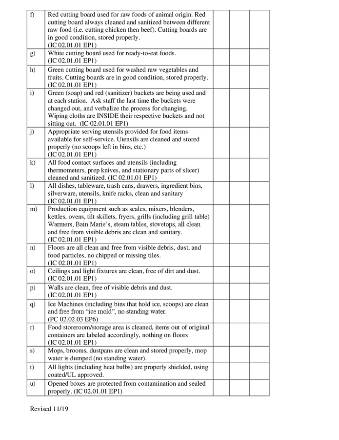 Food safety checklist sample in Word and Pdf formats - page 4 of 9