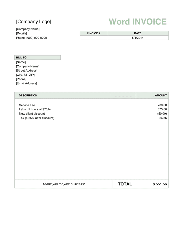 33+ Invoice Template Basic Word Background