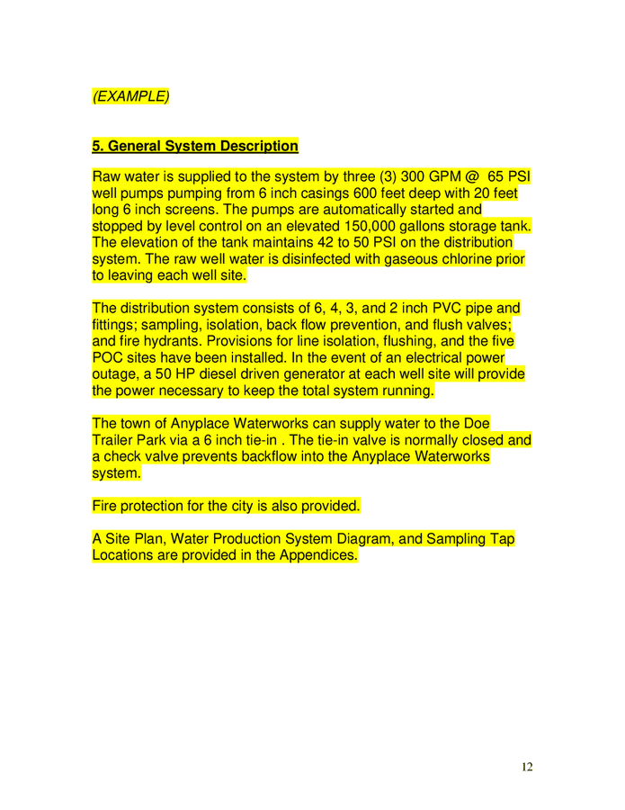 Operation and maintenance manual for water systems in Word and Pdf