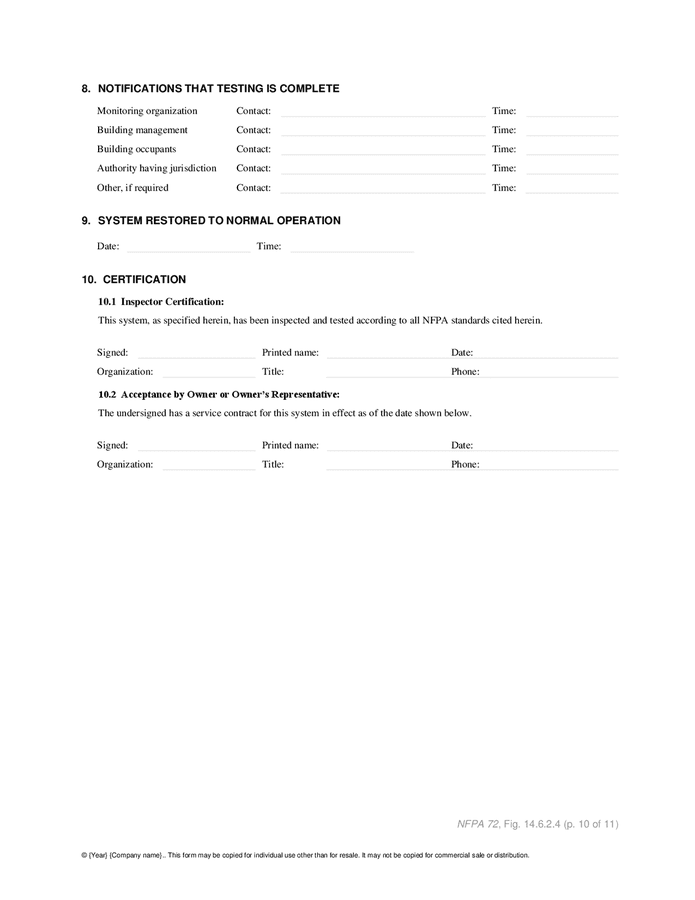 Fire alarm, emergency communication system inspection and testing form ...