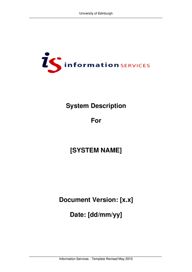 System description template in Word and Pdf formats