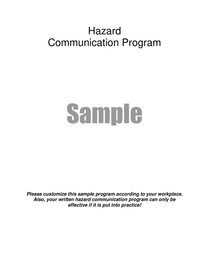 Hazard communication program sample in Word and Pdf formats