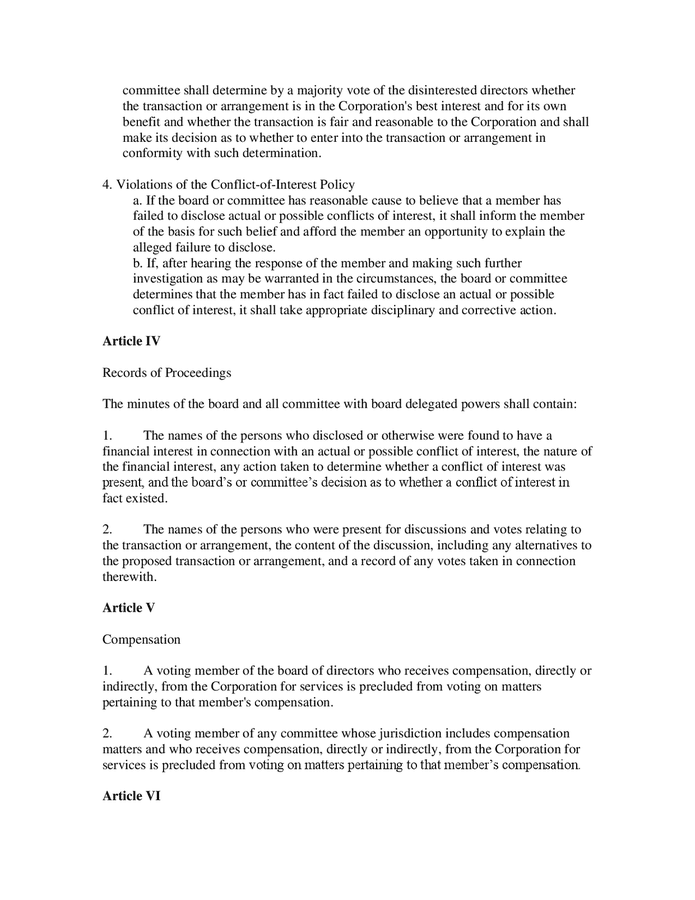 Sample Conflict Of Interest Policy In Word And Pdf Formats Page 3 Of 4 3296