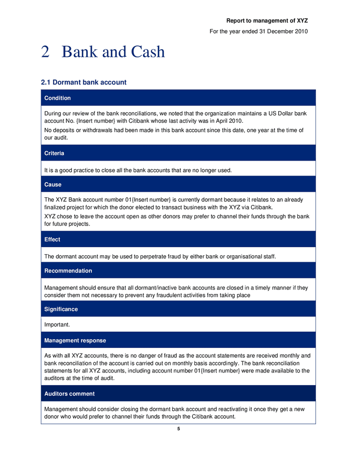 Audit management letter sample in Word and Pdf formats - page 6 of 9