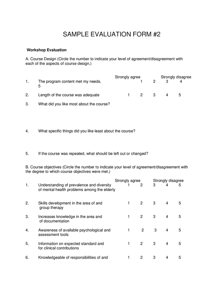 Evaluation forms samples in Word and Pdf formats - page 3 of 7