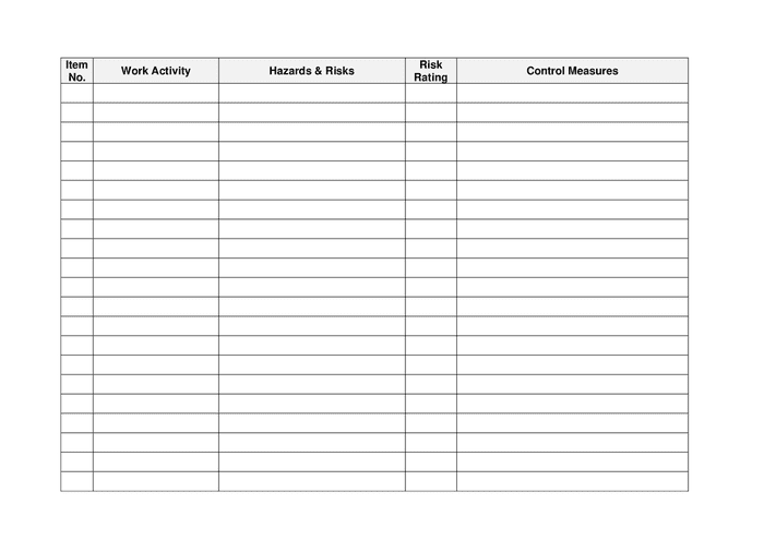 Risk assessment template in Word and Pdf formats - page 2 of 4