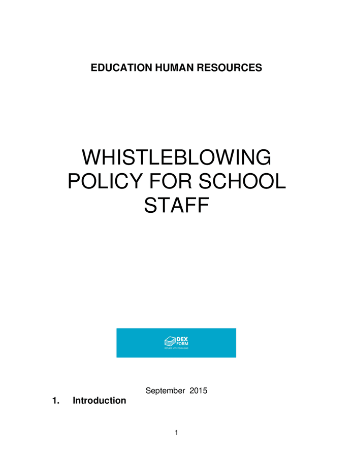 Whistleblowing Policy For School Staff In Word And Pdf Formats