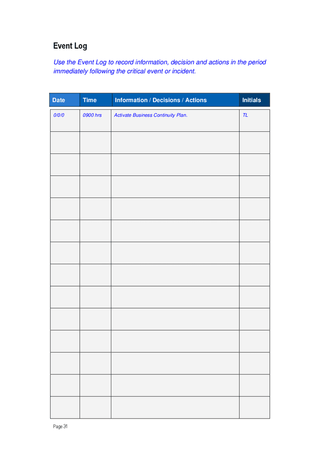 Business Continuity Plan Template Australia In Word And Pdf Formats 