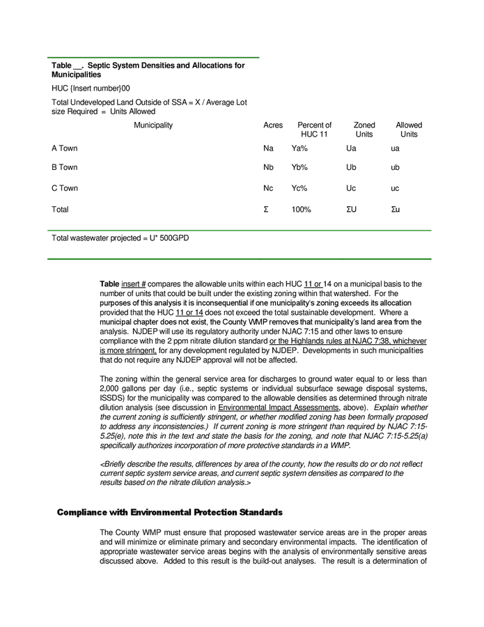 County wastewater management plan template (New Jersey) in Word and Pdf