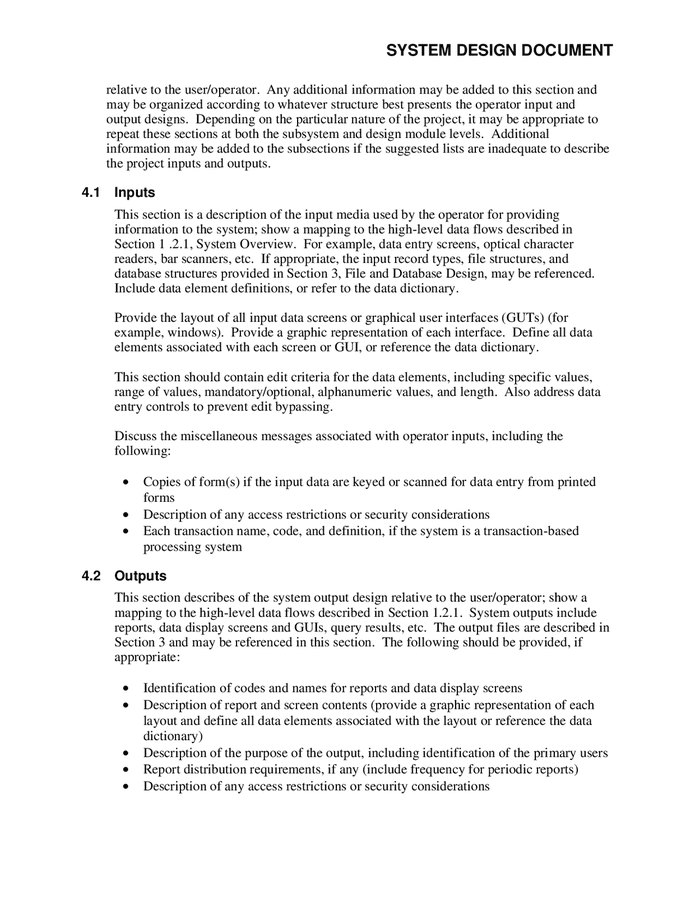 System Design Document Template In Word And Pdf Formats Page 4 Of 8
