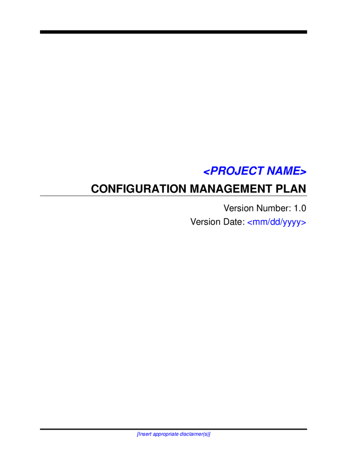 Configuration management plan template in Word and Pdf formats