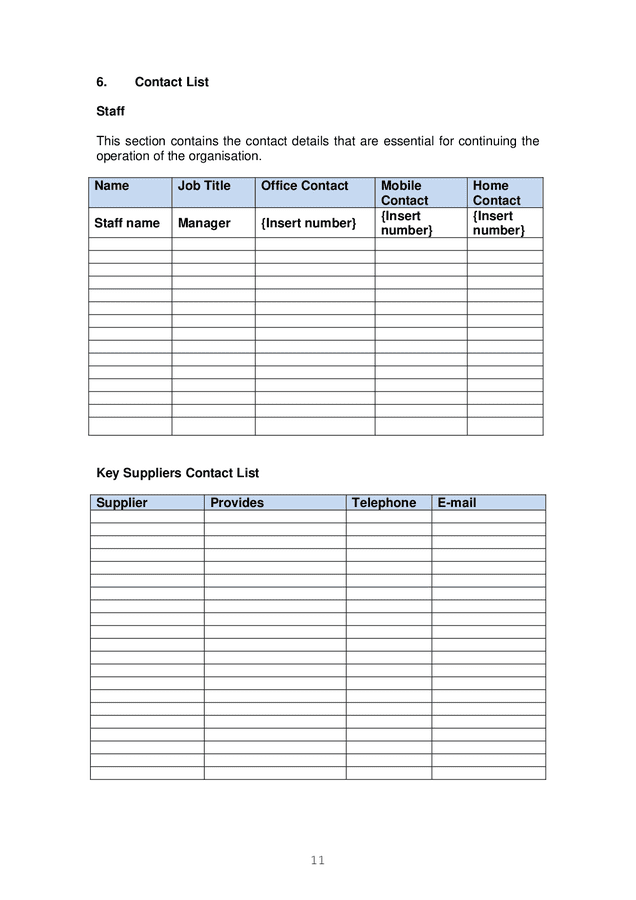 Business continuity plan for small businesses in Word and Pdf formats ...