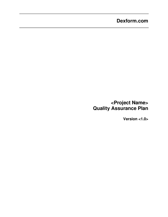 Quality assurance plan in Word and Pdf formats