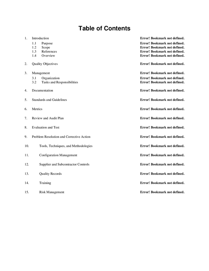 Quality assurance plan in Word and Pdf formats - page 3 of 7