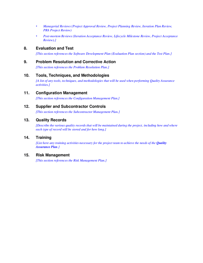 Quality assurance plan in Word and Pdf formats - page 7 of 7