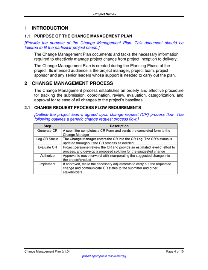 Change management plan template in Word and Pdf formats - page 5 of 10