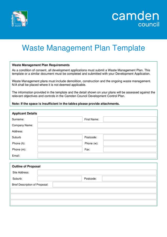 waste management business plan sample pdf