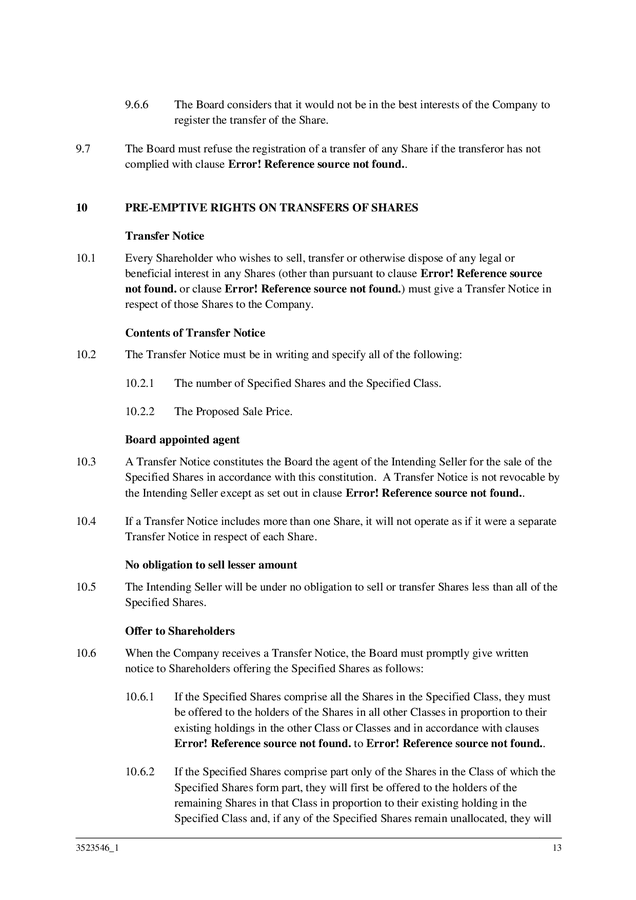 Company constitution template (New Zealand) in Word and Pdf formats