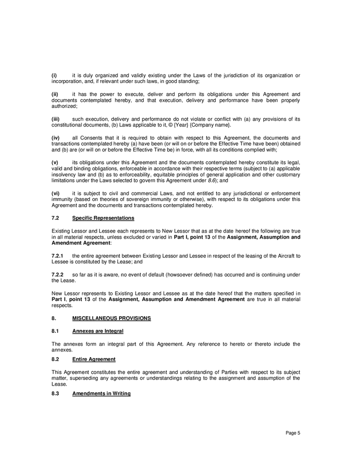 assignment assumption and amendment agreement