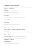 sample job application form