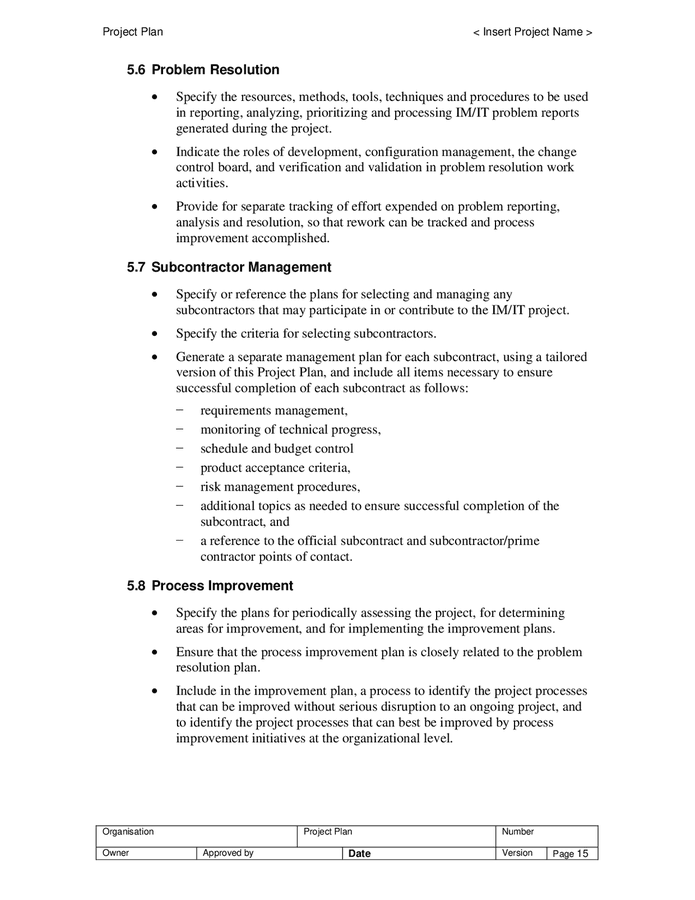 Project Plan Example For Technical Process Project plan template in Word and Pdf formats - page 20 of 24