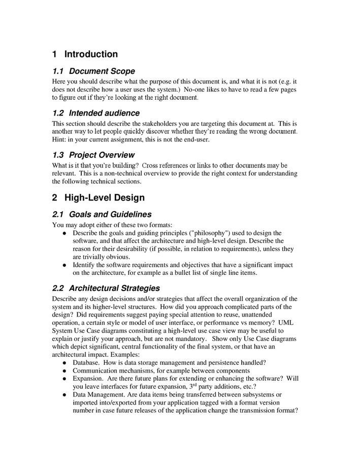 Design Document Template In Word And Pdf Formats Page 3 Of 6