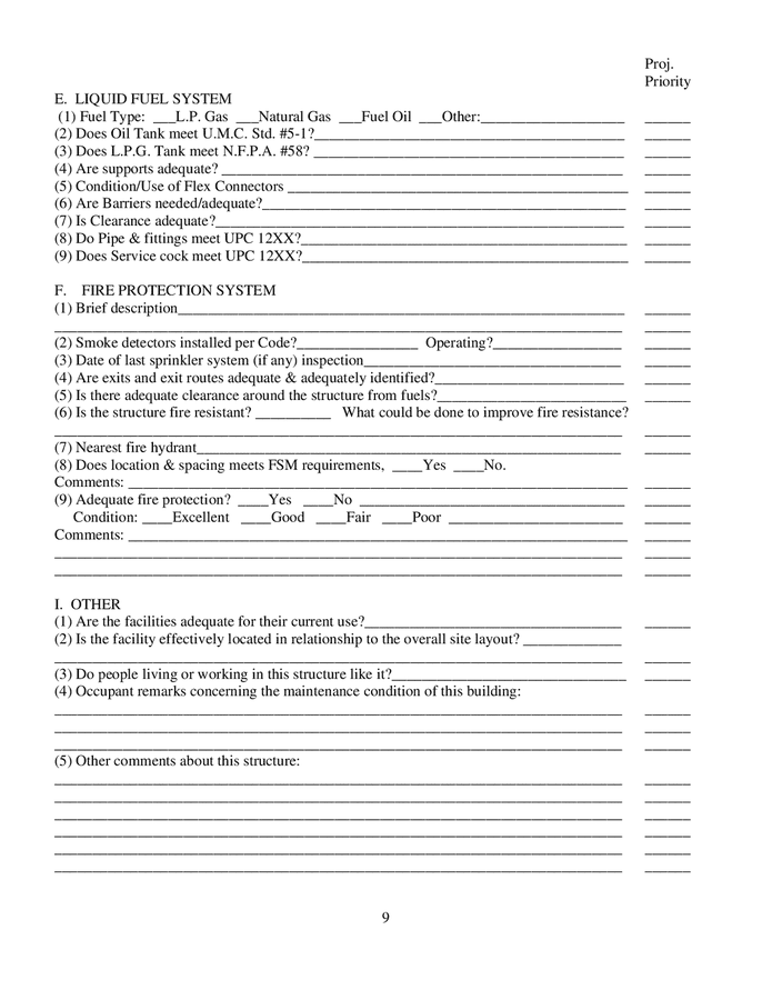 Building maintenance condition survey checklist in Word and Pdf formats ...