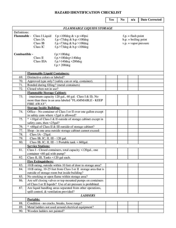 Hazard Identification Checklist In Word And Pdf Formats Page 4 Of 8