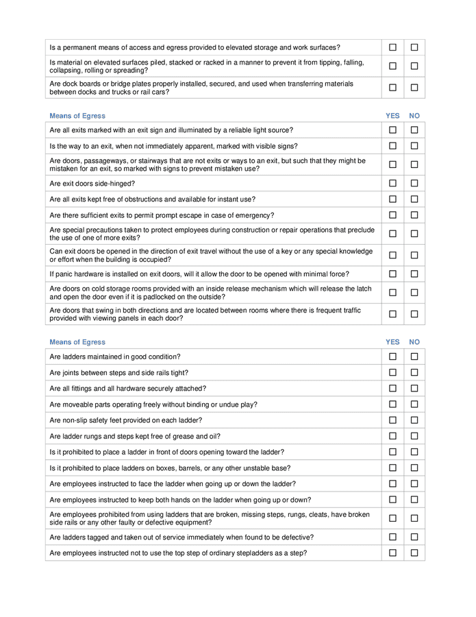 Comprehensive Safety And Health Inspection Checklist In Word And Pdf Formats Page 4 Of 19 0141