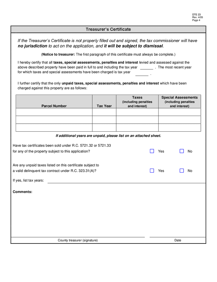 Application For Real Property Tax Exemption And Remission Ohio In Word And Pdf Formats Page