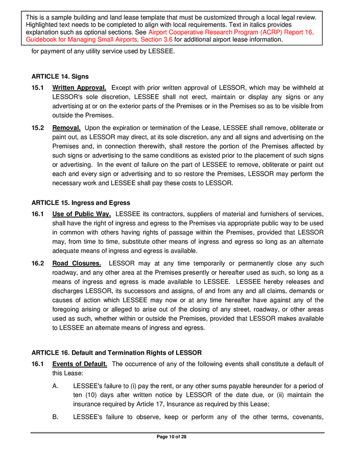 Building and land lease template in Word and Pdf formats page 14 of 32