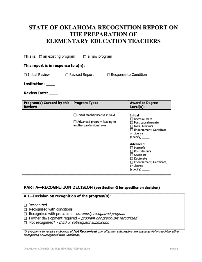 Recognition report preparation of elementary education teachers