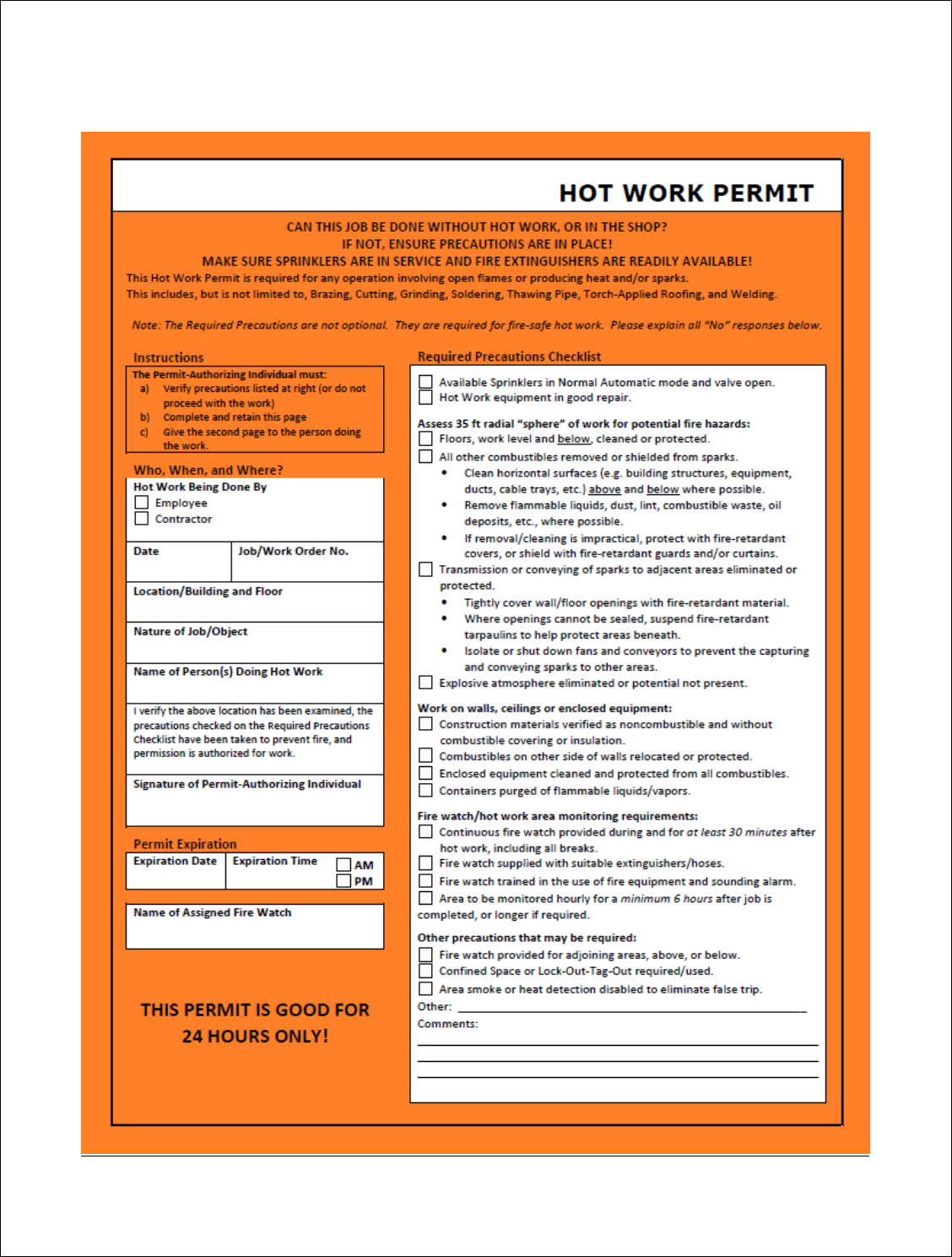 Hot Work Policy And Procedure Template In Word And Pdf Formats Page 4 