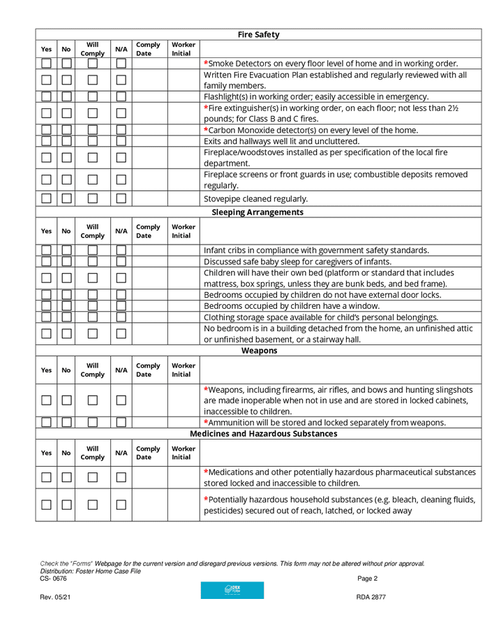 Home Safety Checklist In Word And Pdf Formats - Page 2 Of 4