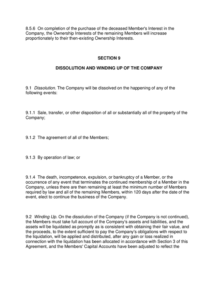 Limited liability company operating agreement in Word and Pdf formats ...