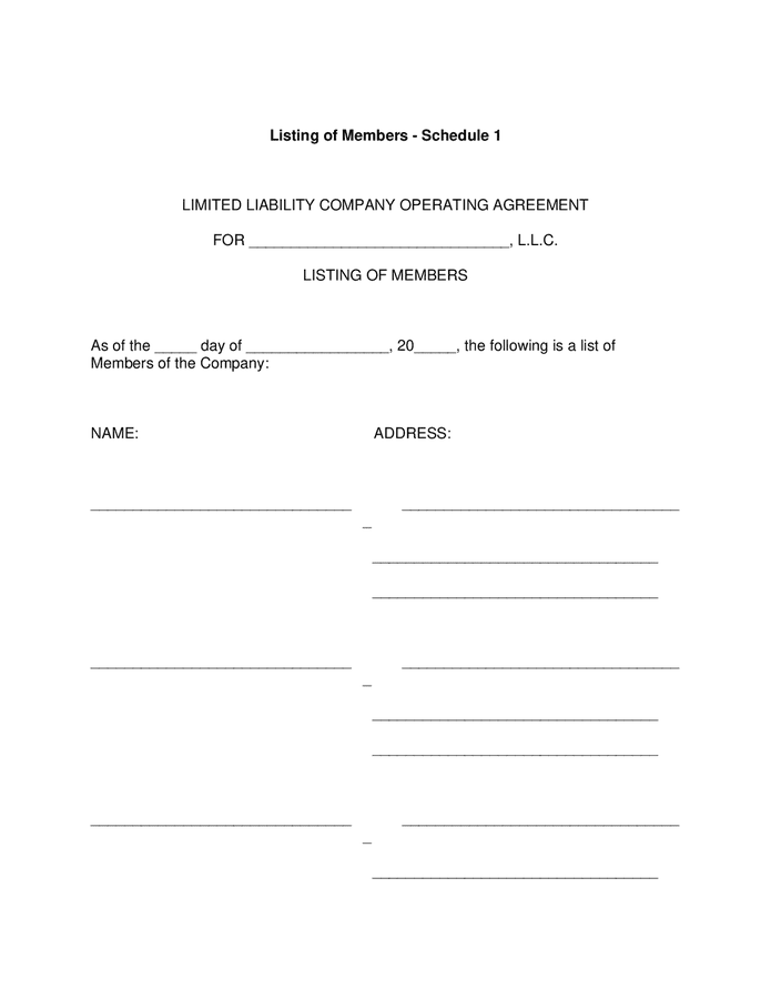 Limited liability company operating agreement in Word and Pdf formats ...