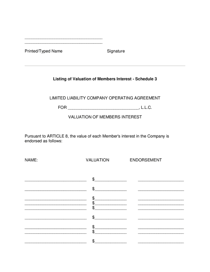 Limited Liability Company Operating Agreement In Word And Pdf Formats Page 19 Of 20