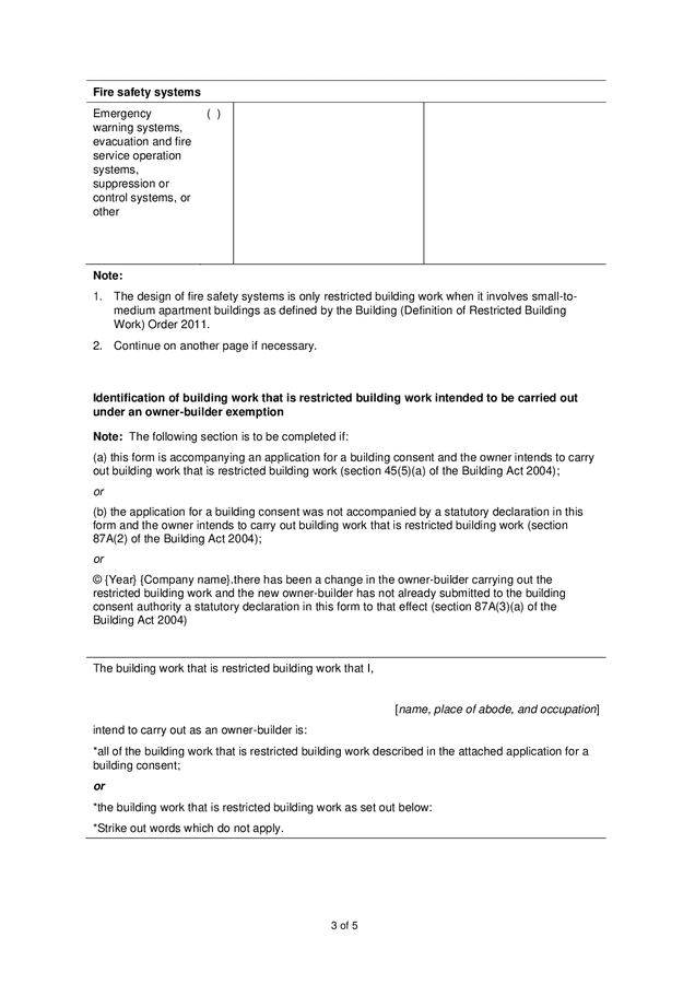 Statutory declaration as to ownerbuilder status (New Zealand) in Word