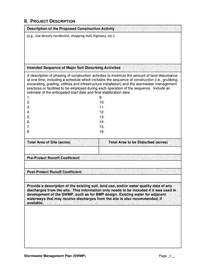 Stormwater Management Plan SWMP Template In Word And Pdf Formats 