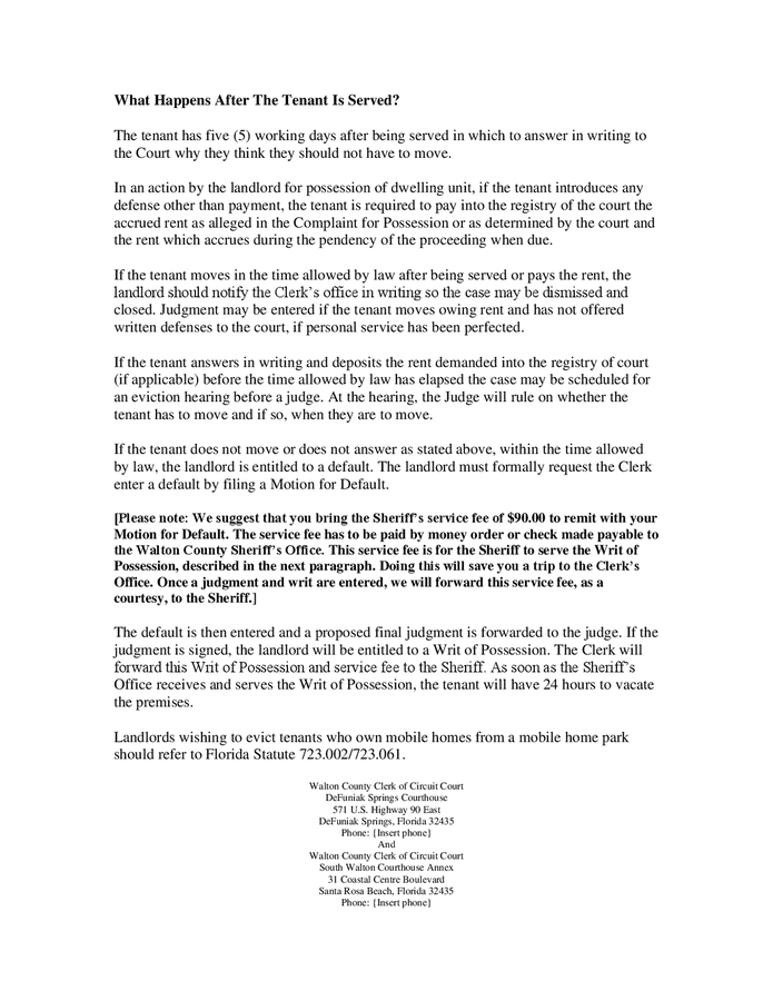 Landlord tenant residential eviction notices (Florida) in Word and Pdf